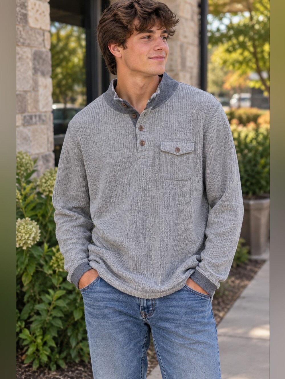 Lucky Brand Men's Resort Mock Neck Pullover.
